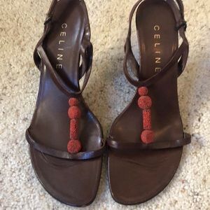 Celine brown straps sandals brown leather sz. 9